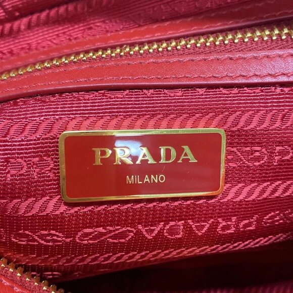 Auth PRADA - Rosso (Red) Nylon Leather Shoulder Bag - Picture 7 of 16